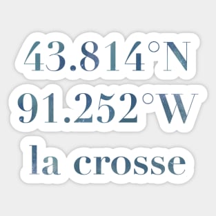 La Crosse, Wisconsin Coordinates Sticker